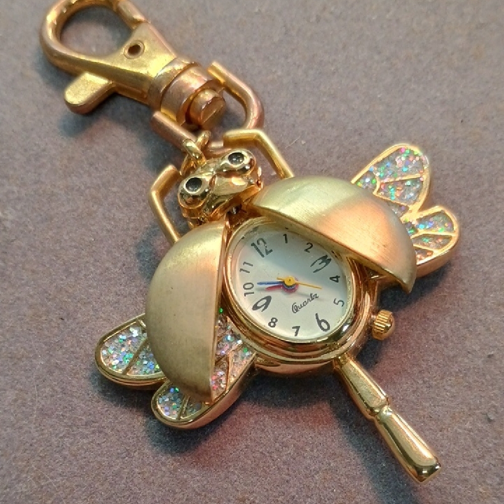 Gold Dragonfly Keychain Watch